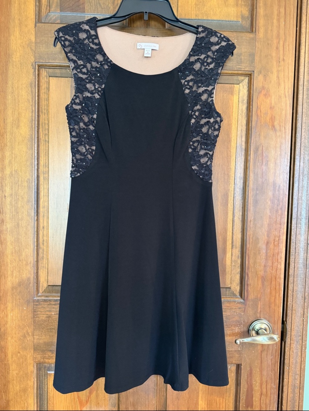 Black Lace Sleeveless A-Line Dress With Sequin Detail, 4P